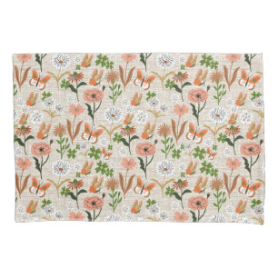 Funda De Cojín Rough Bamboo Floral Daisy Shamrock Farmhouse
