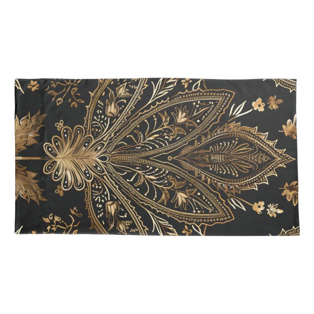 Funda De Cojín Royal Indian Luxury Black & Gold (Reverso)