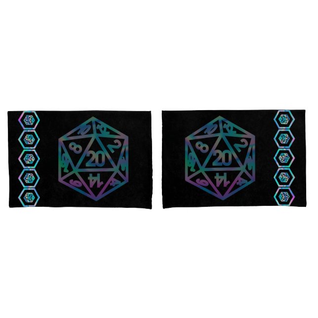 Funda De Cojín RPG Dice | Holo Fantasy Retro Tabletop PnP Gamer (Anverso - Set)