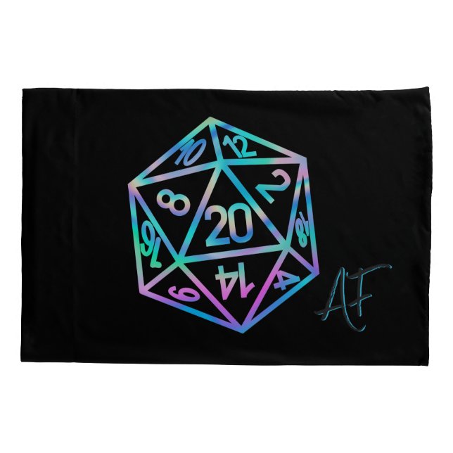 Funda De Cojín RPG Dice | Holo Fantasy Retro Tabletop PnP Gamer (Reverso)