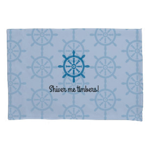 Funda De Cojín Rueda del barco nautical azul claro