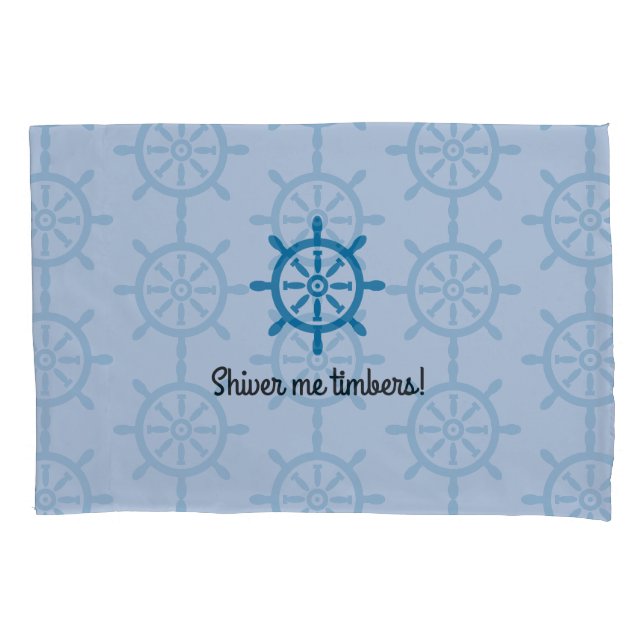 Funda De Cojín Rueda del barco nautical azul claro (Anverso-izquierdo)