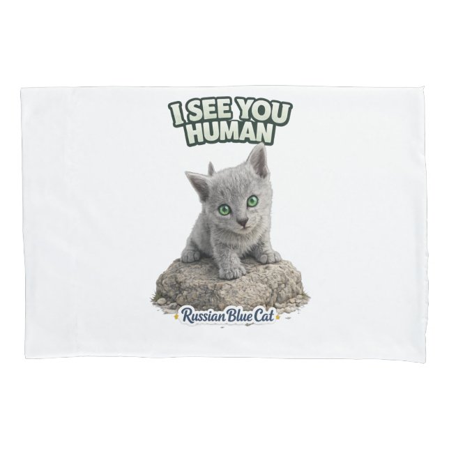 Funda De Cojín Russian Blue Cat Pillow Cover (Anverso)