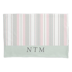 Funda De Cojín Rutas de monograma cutáneo rayas rosadas retro