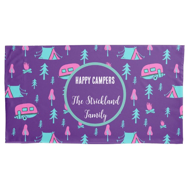 Funda De Cojín RV personalizado y camping feliz de los campistas (Anverso)