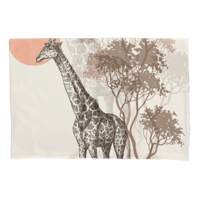 Funda De Cojín Safari Sunset Giraffe Naturaleza (Anverso)