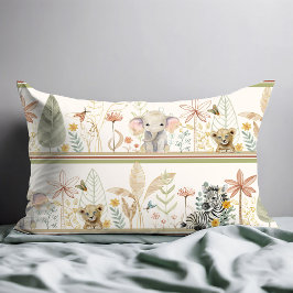 Funda De Cojín Safari Zebra Elephant Leon Jungle Foliage Niño