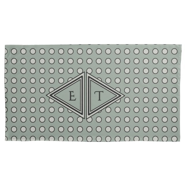 Funda De Cojín Sage Green Modern Monogram Decor (Anverso-izquierdo)