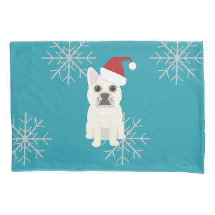 Funda De Cojín Santa Frenchie, Copos de Nieve Azules