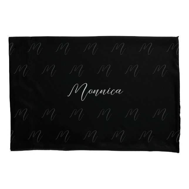 Funda De Cojín Script Elegante Negro Personalizado (Anverso)
