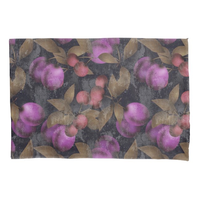 Funda De Cojín Seamless dark plum fruits purple berries cherry pa (Anverso)