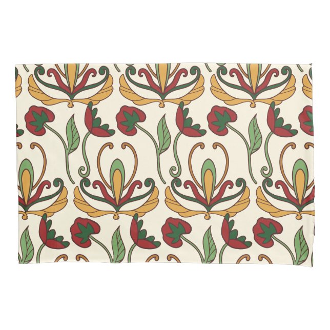 Funda De Cojín Seamless floral pattern with red and yellow  (Anverso-izquierdo)