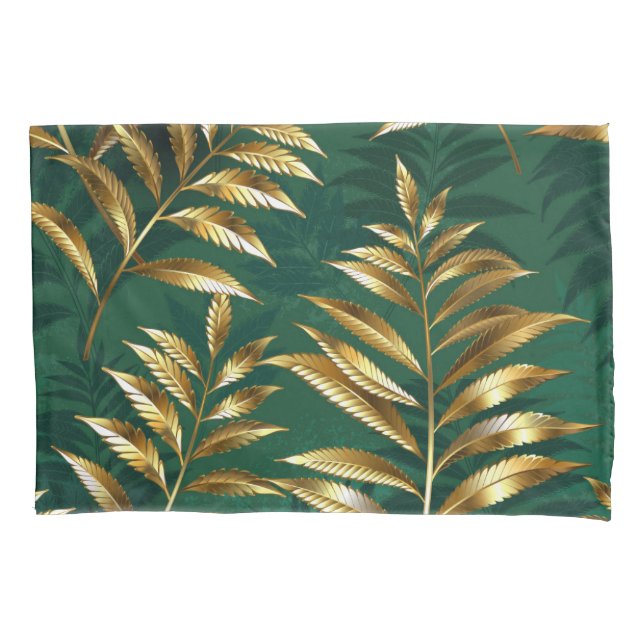 Funda De Cojín Seamless pattern with golden ferns (Anverso-izquierdo)