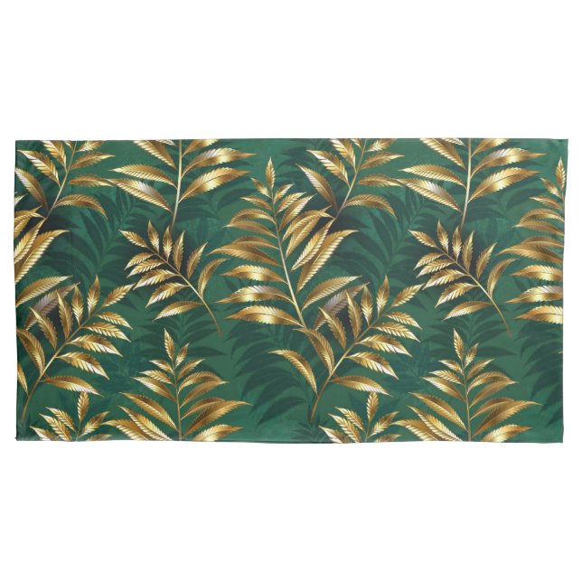 Funda De Cojín Seamless pattern with golden ferns (Anverso)