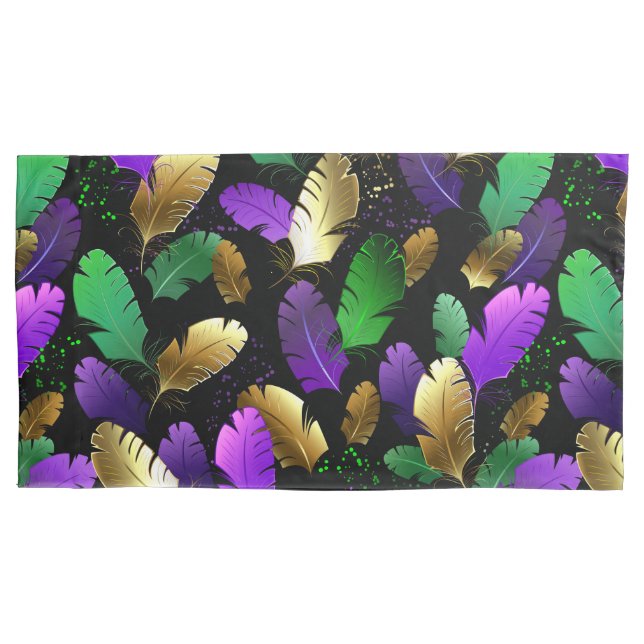 Funda De Cojín Seamless Pattern with Mardi Gras feathers (Anverso-izquierdo)