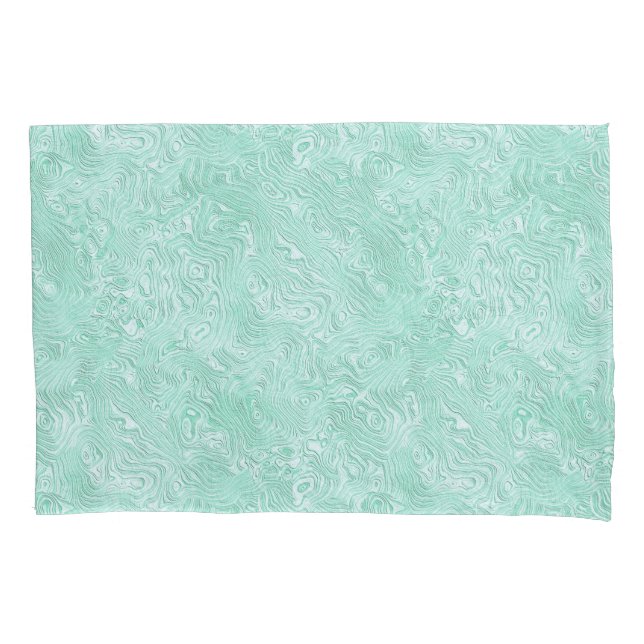 Funda De Cojín Seda Moire Pequeño Patrón en Verde Menta (Anverso)