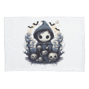 Funda De Cojín Segador Chibi Encapuchado Halloween - Fantasía Osc