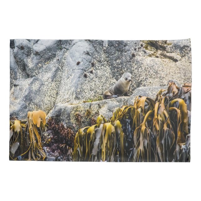 Funda De Cojín Sello De Piel Joven En La Roca (Reverso)