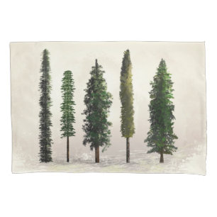 Funda De Cojín Selvático rústico verde de los árboles forestales