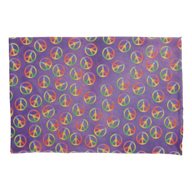 Funda De Cojín Señales De Paz De Tintes En Púrpura (Anverso-izquierdo)
