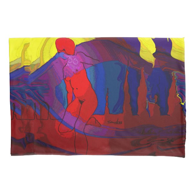 Funda De Cojín Señora roja Pillowcase del arte (Anverso)