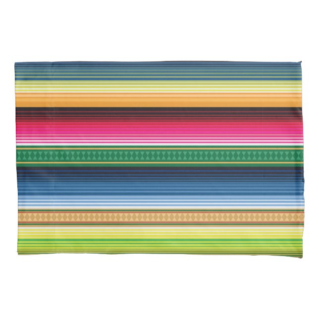 Funda De Cojín Serape combinado mexicano tradicional (Anverso)