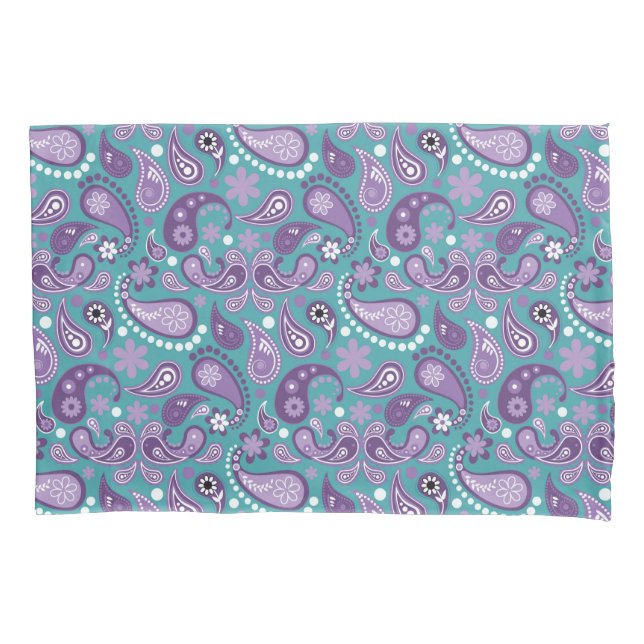Funda De Cojín Shabby Chic Purple and blue Paisley Pattern (Anverso)