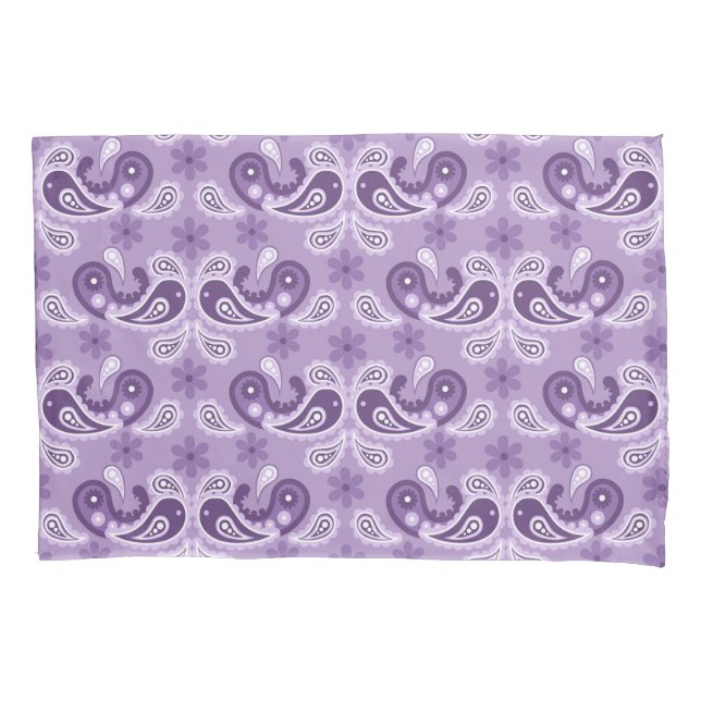 Funda De Cojín Shabby Chic Purple y Patrón Paisley blanco (Anverso)