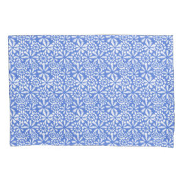 Funda De Cojín Shibori de dos caras florido y rayas blancas-azule