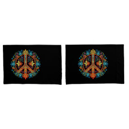 Funda De Cojín Signo de paz colorido de los años 60