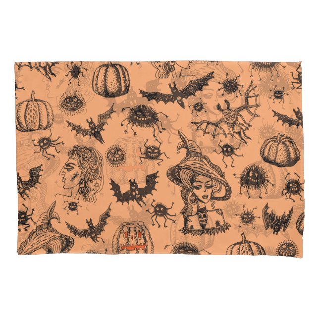 Funda De Cojín Silhouette de Brujas de Halloween: Patrón Personal (Anverso)