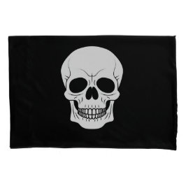 Funda De Cojín Silhouette De Calavera Blanca Sobre Gótico Negro