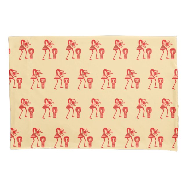 Funda De Cojín Silhouette, marfil feliz de baile y rojo (Anverso-izquierdo)