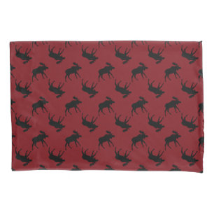 Funda De Cojín Siluetas de los alces en rojo