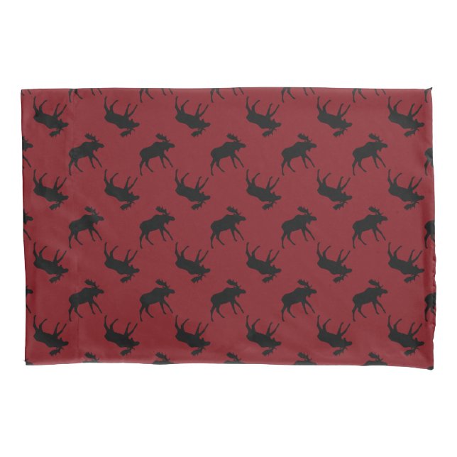 Funda De Cojín Siluetas de los alces en rojo (Anverso)