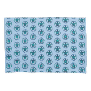 Funda De Cojín Símbolo azul negro maorí de sol tribal tortugas