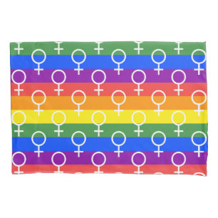 Funda De Cojín Símbolo femenino patrón arco iris