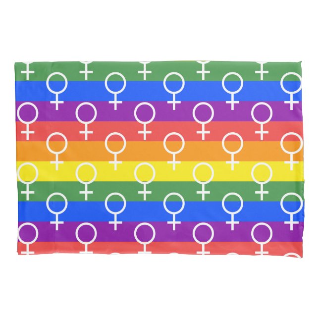 Funda De Cojín Símbolo femenino patrón arco iris (Anverso-izquierdo)