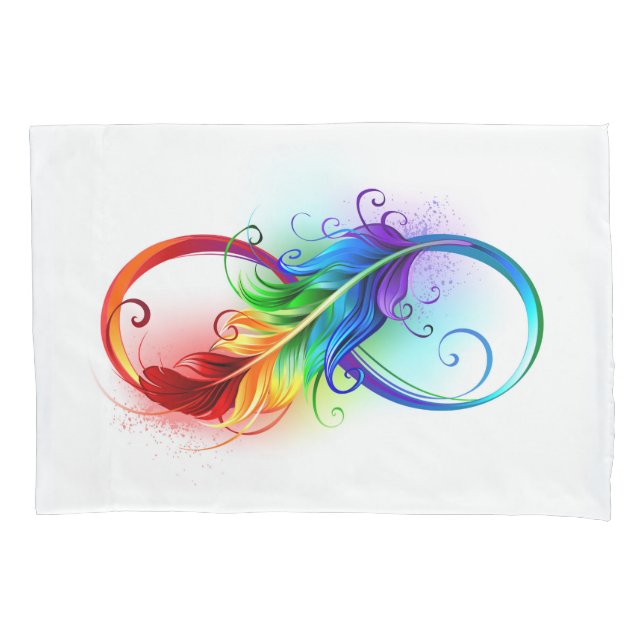 Funda De Cojín Símbolo infinito con pluma arco iris (Anverso-izquierdo)