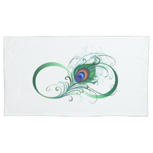 Funda De Cojín Símbolo infinito con pluma de pavo real