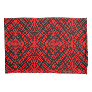 Funda De Cojín Simple Garabato Baldosas Espejo Rojo