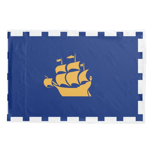 Funda De Cojín Single Pillowcase with flag of Quebec  City (Reverso)