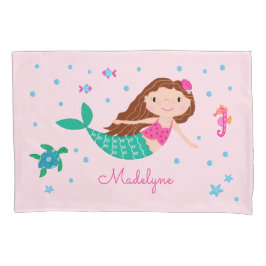 Funda De Cojín Sirena Bajo El Mar Rosa Personalizado