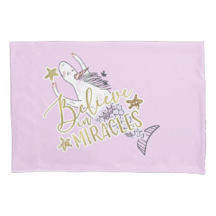 Funda De Cojín Sirena Unicornio Moderna Tendencia Cree en Milagro