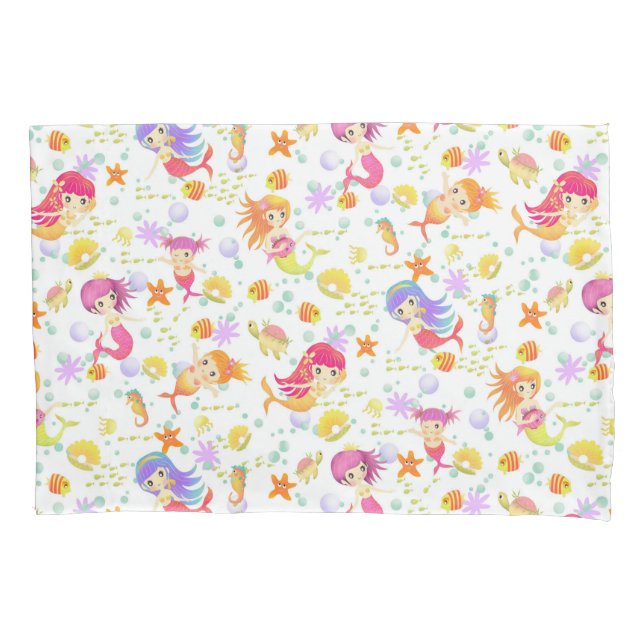 Funda De Cojín Sirenas blancas con Gingham (Anverso)