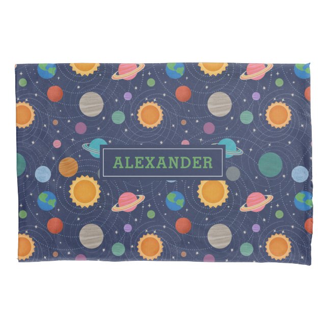 Funda De Cojín Sistema solar con Sol y Planetas Personalizados (Anverso)