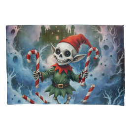 Funda De Cojín Skeleton Christmas Elf – Creepy Cute Dark Holiday 