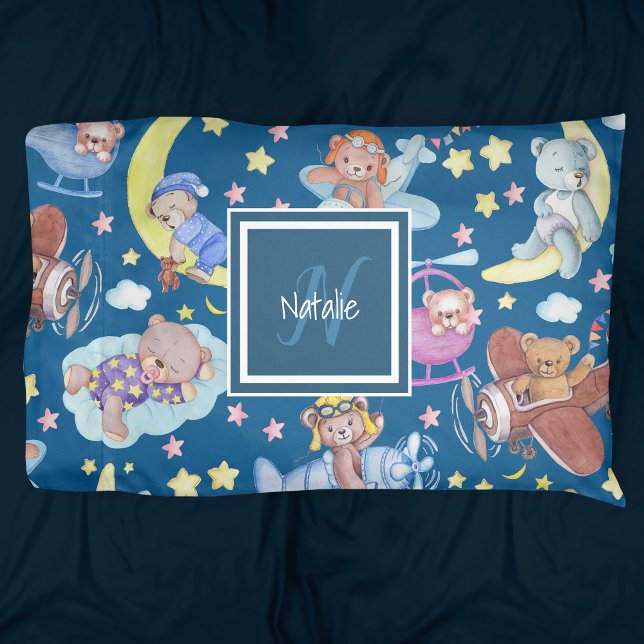Funda De Cojín Sleepy Teddy teme a los aviones voladores (Subido por el creador)