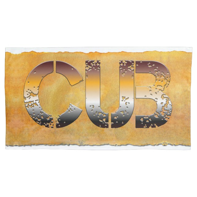 Funda De Cojín SlipperyJoe's cub word naranja-tonos marrones pro (Anverso)