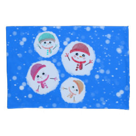Funda De Cojín Snowball y Snowman Blue 3